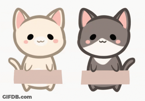 Two Cartoon Cats One Holding Pink Sign GIF