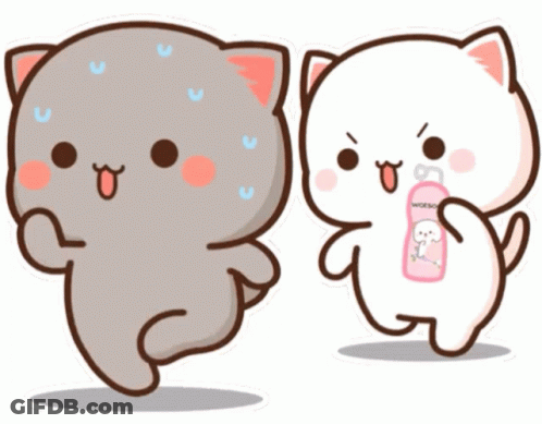 Two Cartoon Cats One Holding Woohoo Bottle GIF