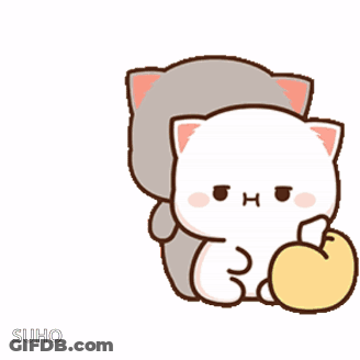 Two Cartoon Cats One Holding Yellow Apple GIF