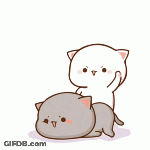 Two Cartoon Cats Playing One With Tongue Out GIF