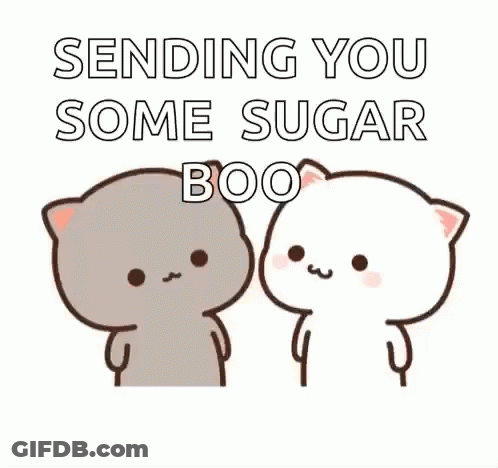 Two Cartoon Cats Sending You Some Sugar Boo GIF