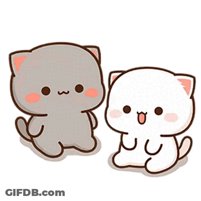 Two Cartoon Cats Sitting Next To Each Other GIF