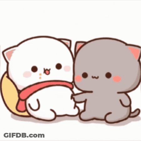 Two Cartoon Cats Sitting Together GIF