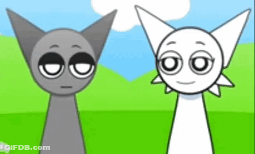 Two Cartoon Cats Standing In Field GIF