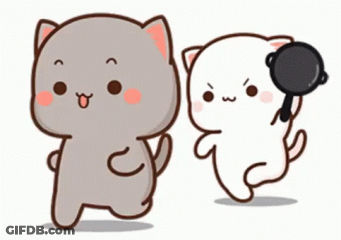 Two Cartoon Cats Standing Next To Each Other GIF