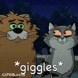Two Cartoon Cats With Giggles GIF