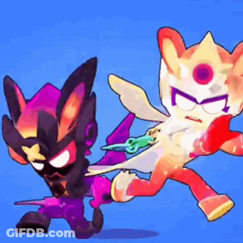 Two Cartoon Characters Are Fighting Each Other In A Video Game . GIF
