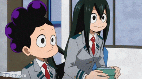 Two Cartoon Characters Are Sitting Next To Each Other And One Of Them Is Holding A Cup . GIF