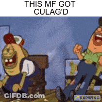 Two Cartoon Characters Are Sitting Next To Each Other And The Caption Says This Mf Got Culag D GIF