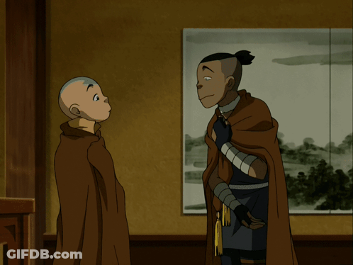 Two Cartoon Characters Are Standing In Front Of A Painting On A Wall GIF