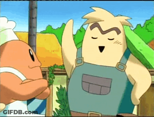 Two Cartoon Characters Are Standing Next To Each Other And One Has A Chef 'S Hat On GIF
