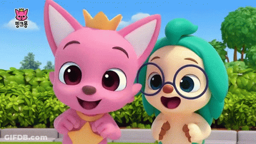 Two Cartoon Characters Are Standing Next To Each Other And One Has A Crown On Its Head GIF