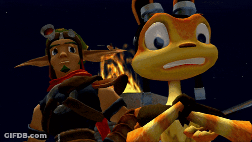 Two Cartoon Characters Are Standing Next To Each Other And One Has A Red Scarf Around His Neck GIF