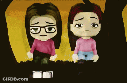 Two Cartoon Characters Are Standing Next To Each Other And One Has Glasses GIF
