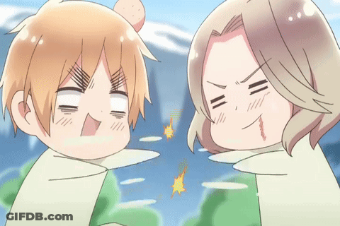 Two Cartoon Characters Are Standing Next To Each Other And One Is Making A Funny Face GIF