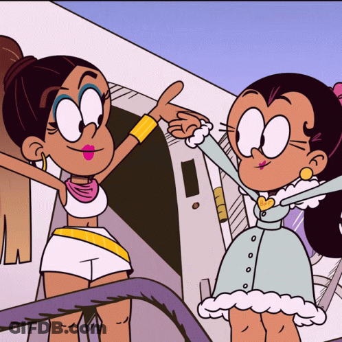 Two Cartoon Characters Are Standing Next To Each Other And One Is Pointing GIF
