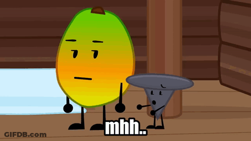 Two Cartoon Characters Are Standing Next To Each Other And One Of Them Says ' Mhh ' GIF