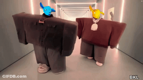 Two Cartoon Characters In Hallway With BKL GIF