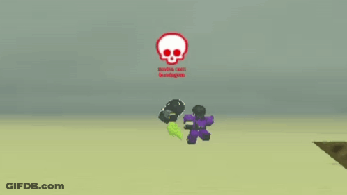 Two Cartoon Characters Are Standing Next To Each Other In Front Of A Skull And A Skull Logo GIF