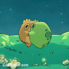 Two Cartoon Characters Are Standing Next To Each Other On A Hill GIF