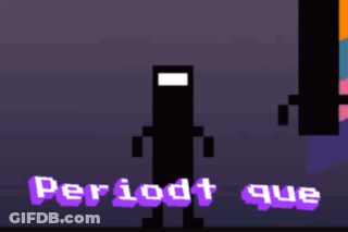 Two Cartoon Characters Are Standing Next To Each Other With The Words Periodt Que Written In Purple GIF