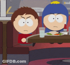Two Cartoon Characters At Table With Food GIF