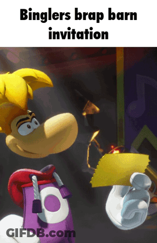 Two Cartoon Characters Binglers Brap Barn Invitation GIF