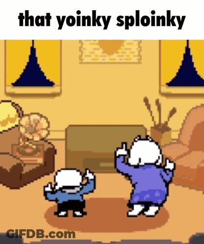 Two Cartoon Characters Dancing Yoinky Sploinky GIF