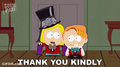 Two Cartoon Characters From South Park Are Sitting Next To Each Other GIF