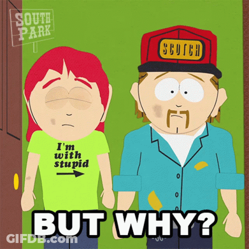 Two Cartoon Characters From South Park Standing Next To Each Other GIF