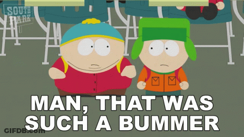 Two Cartoon Characters From South Park Standing Next To Each Other GIF