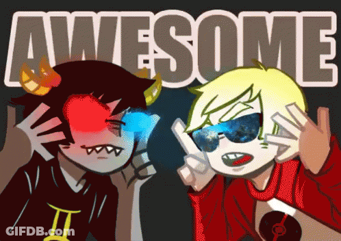 Two Cartoon Characters Giving Middle Finger Saying Awesome GIF