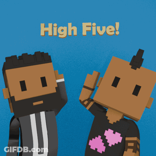 Two Cartoon Characters High Fiving Saying High Five GIF