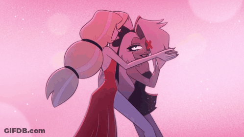 Two Cartoon Characters Hugging GIF