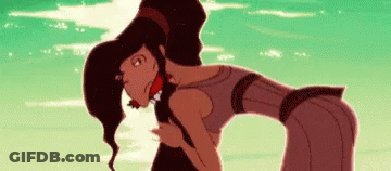 Two Cartoon Characters Hugging On Beach GIF