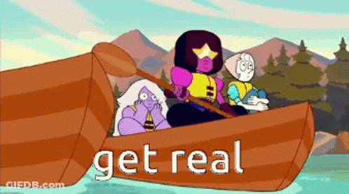 Two Cartoon Characters In Canoe Saying Get Real GIF