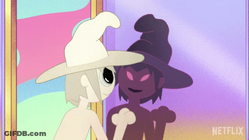 Two Cartoon Characters In Front Of Mirror With Netflix GIF