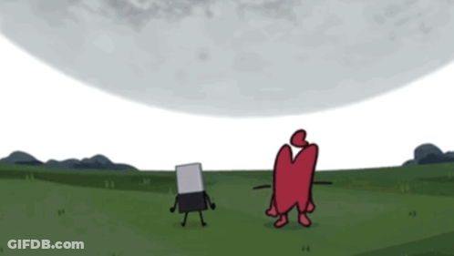 Two Cartoon Characters In Grassy Field Looking At Moon GIF