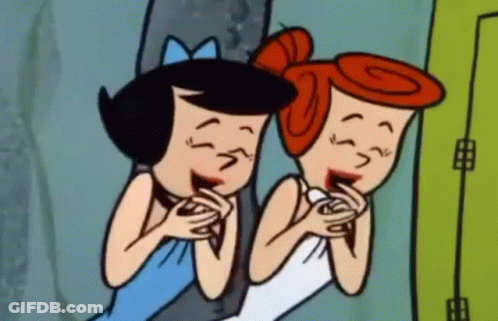 Two Cartoon Characters Laughing In Front Of Green Wall GIF