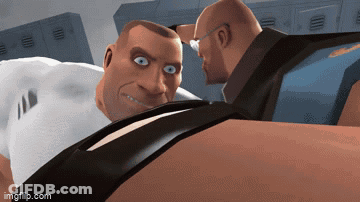 Two Cartoon Characters Looking At Each Other GIF