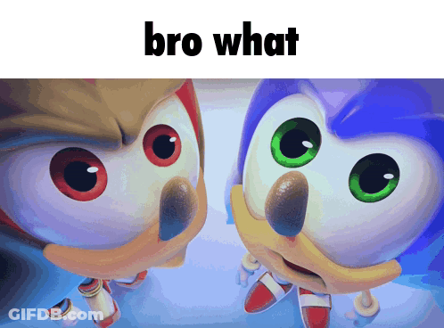 Two Cartoon Characters Looking At Each Other Bro What GIF