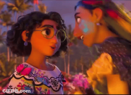 Two Cartoon Characters Looking At Each Other GIF