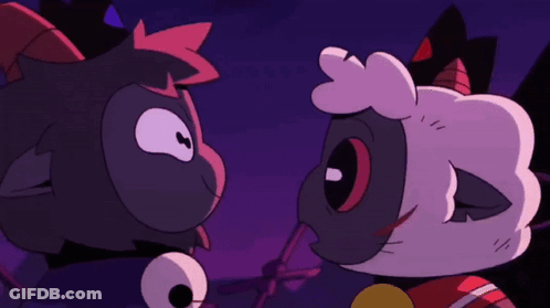 Two Cartoon Characters Looking At Each Other GIF