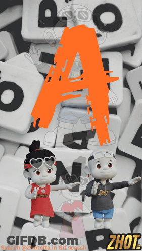 Two Cartoon Characters Next To Letter A GIF