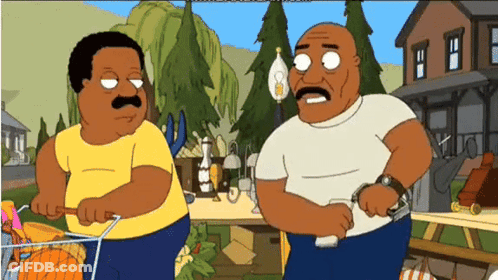 Two Cartoon Characters Next To Picnic Table GIF
