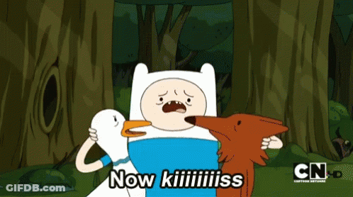Two Cartoon Characters Now Kiss GIF