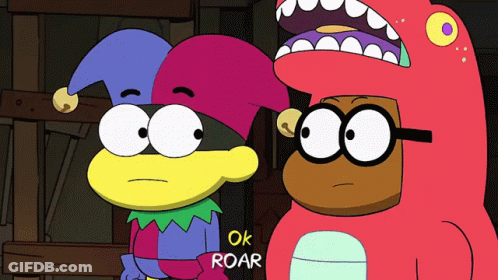 Two Cartoon Characters Ok Roar GIF