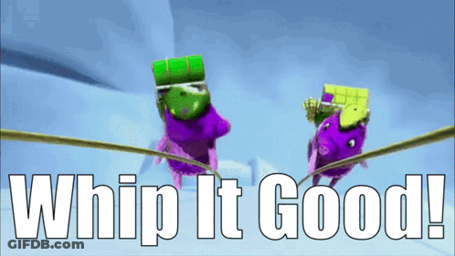 Two Cartoon Characters On Rope Whip It Good GIF