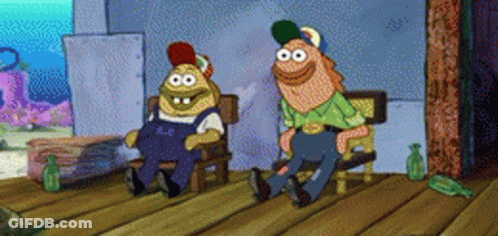 Two Cartoon Characters One In Overalls One In Green Shirt With Letter O GIF