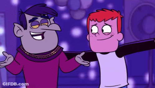 Two Cartoon Characters One In Purple Shirt GIF